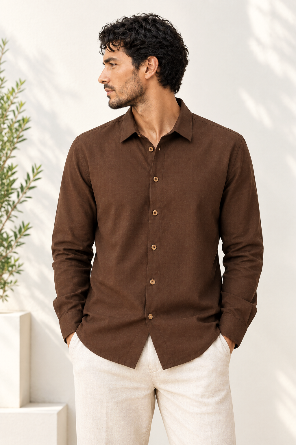 Brown Premium Linen shirt
